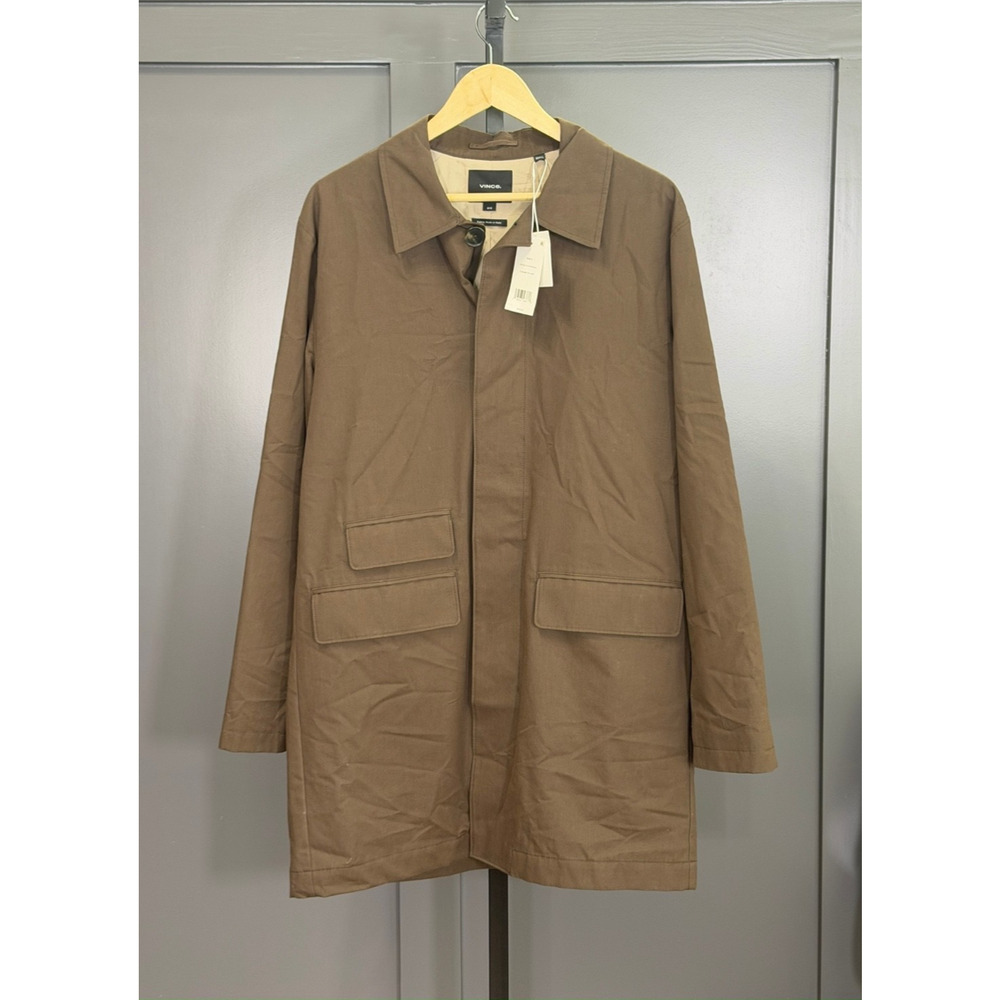 NWT Vince, Brown Mid-Length Overcoat Button Front Pockets MSRP:$698
